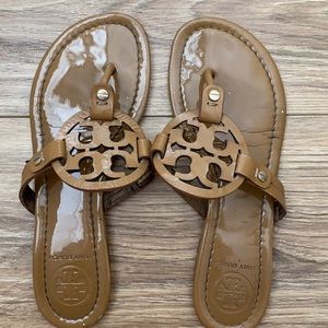 Tory Burch Miller Tan Patent leather sandals 7M